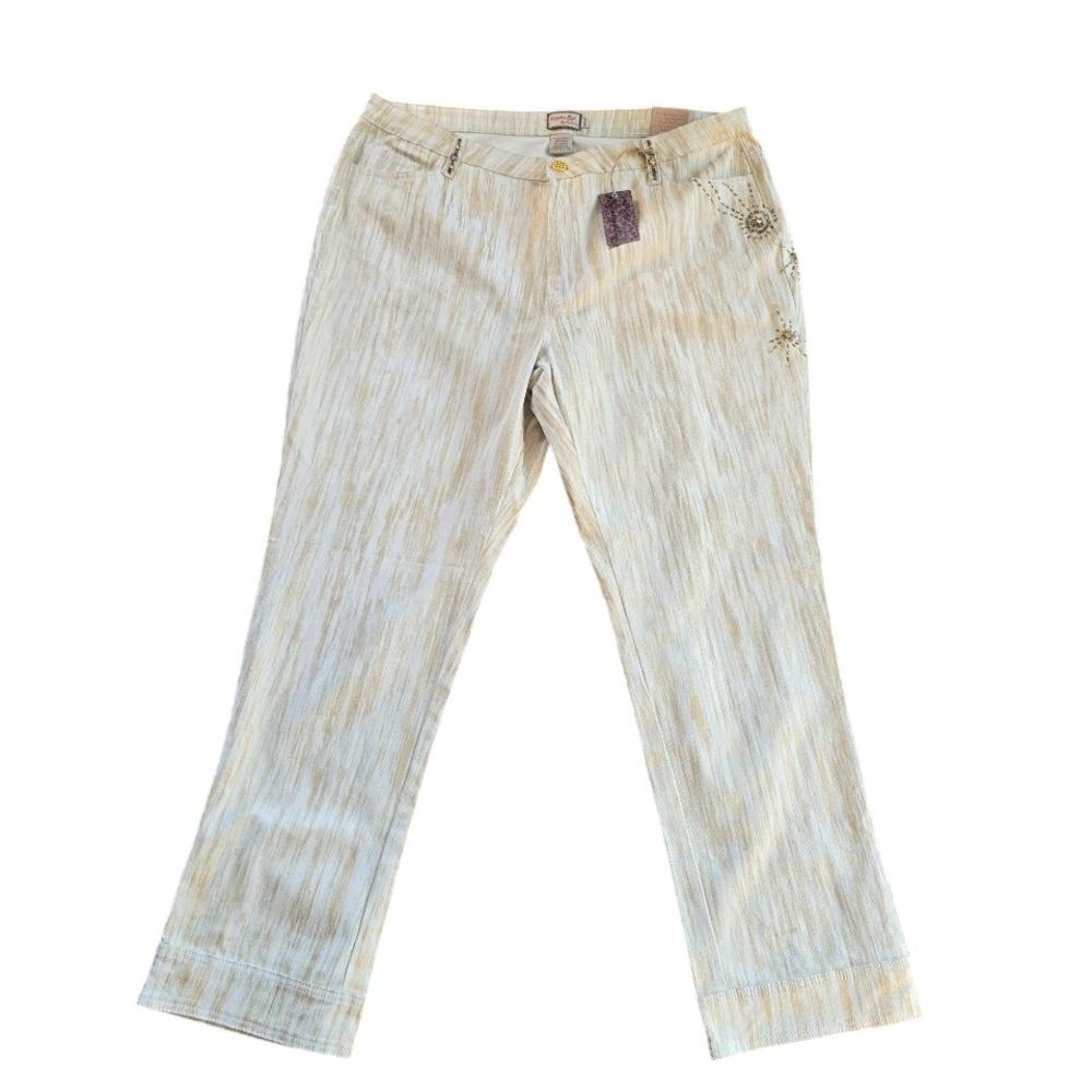 Sapphire Red Embellished Jeans Womens‎ 23/24 Gold White Woodgrain Boho Cowgirl